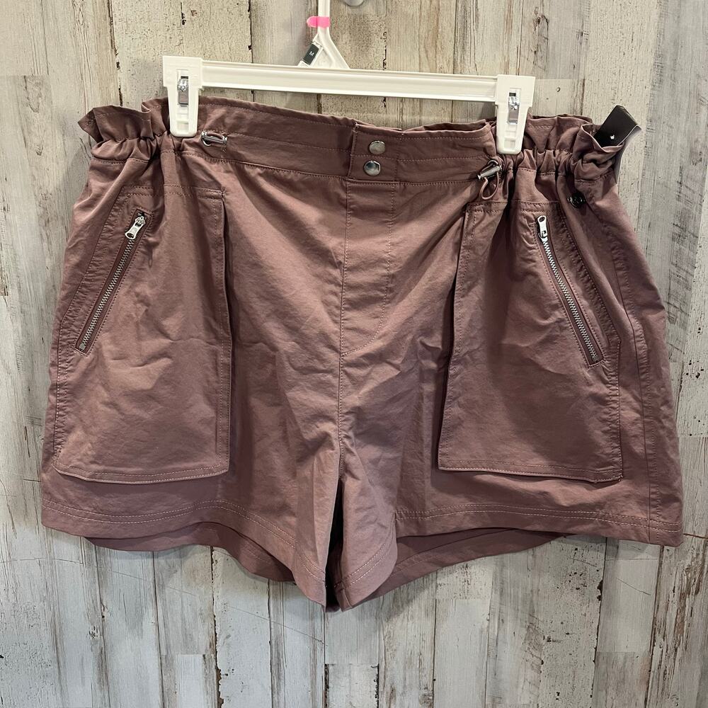 New CALIA Journey Woven Paper Bag Hazy Plum High Rise Pull On Shorts Women's XL